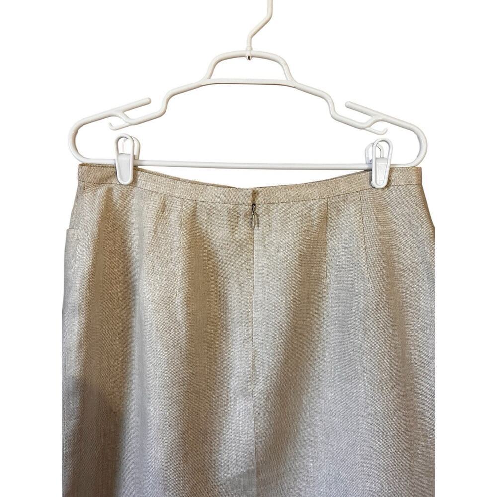 Talbots Womens 100% Irish Linen Beige Fully Lined Pencil Skirt Front Pockets 14P - Picture 9 of 12
